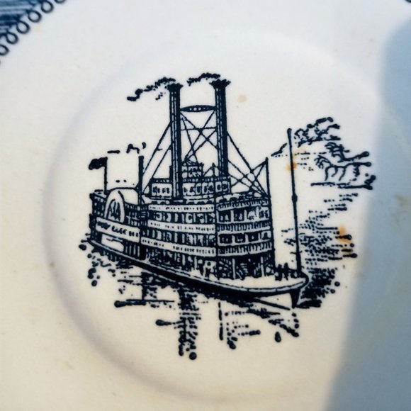 Vintage Saucer Currier and Ives Steamboat Plate - Picture 2 of 5
